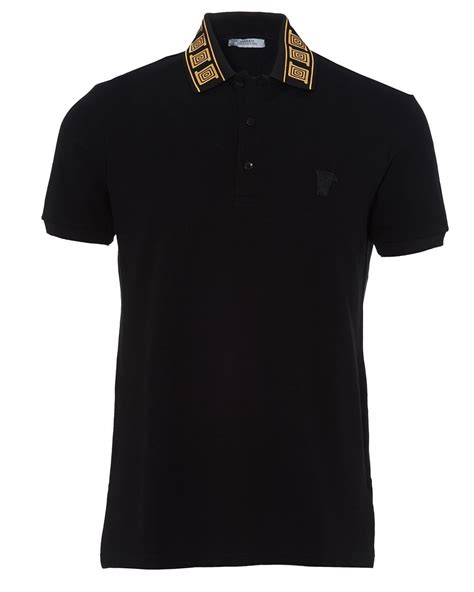 versace mens shirts black and golg|Versace collection polo.